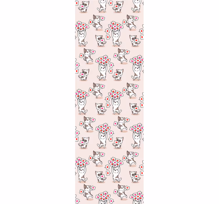 Childrens blind cats with heart icons pattern - TenStickers
