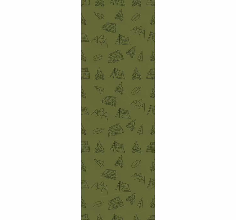 Children's blind featuring camping mountain designs in green - TenStickers
