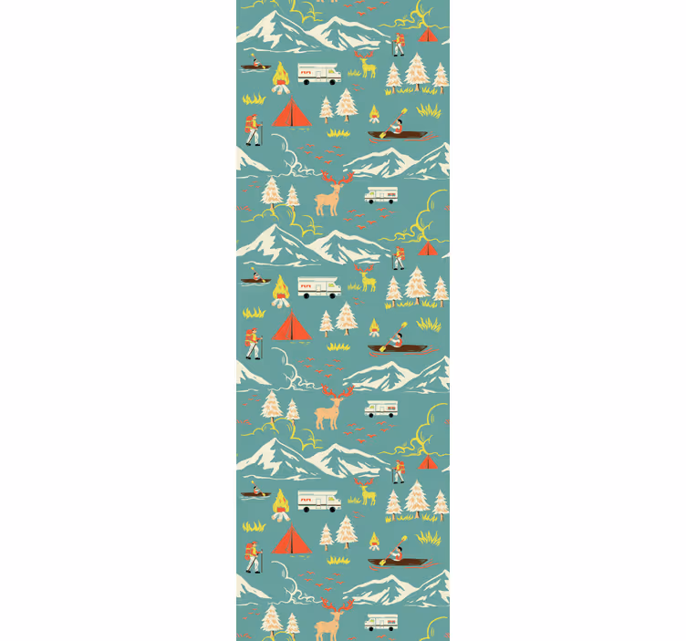 Childrens blind camping scene with trees and path - TenStickers