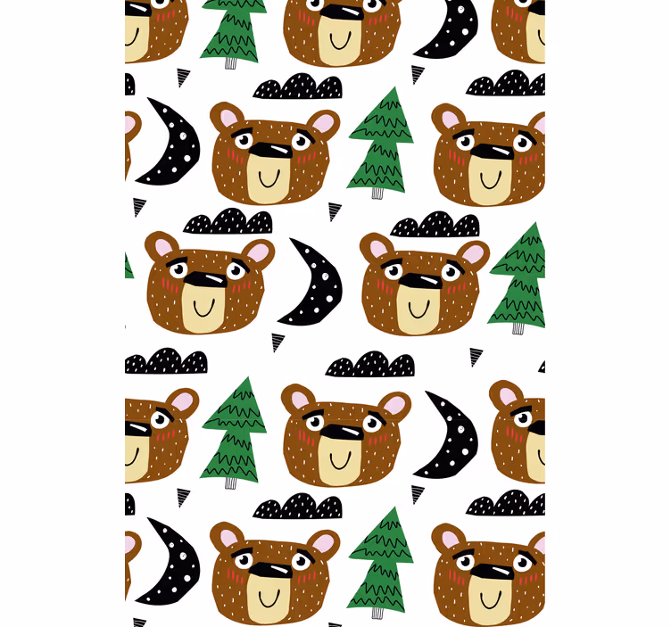 Childrens blind featuring solid color bears and trees - TenStickers