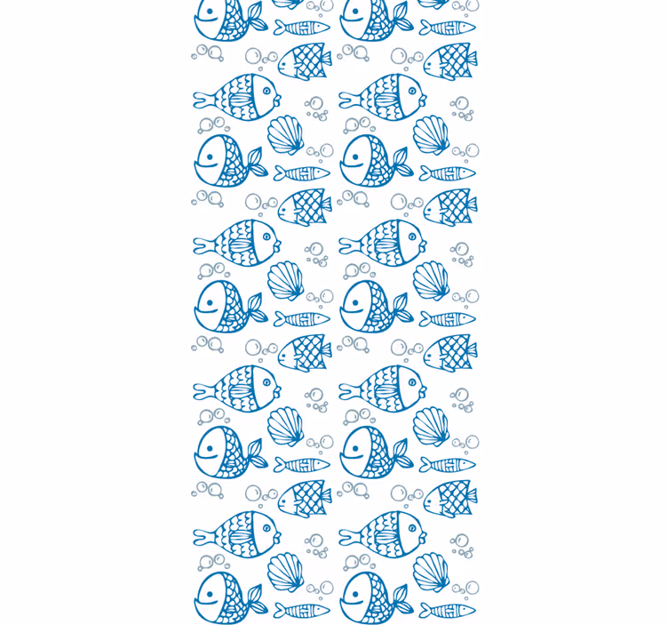 Childrens blind with blue fish on white background - TenStickers