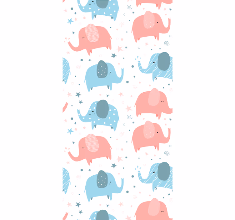 Childrens blind elephant pink and blue - TenStickers