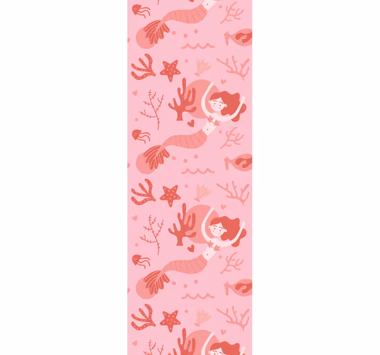 Childrens blind mermaid pink waving and smiling - TenStickers