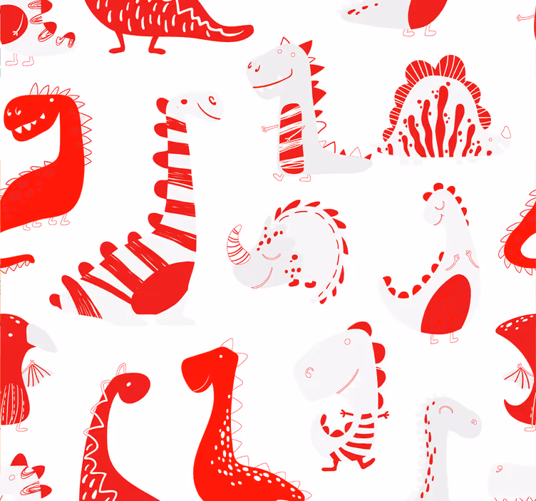Childrens blind with red dinosaur sketches - TenStickers