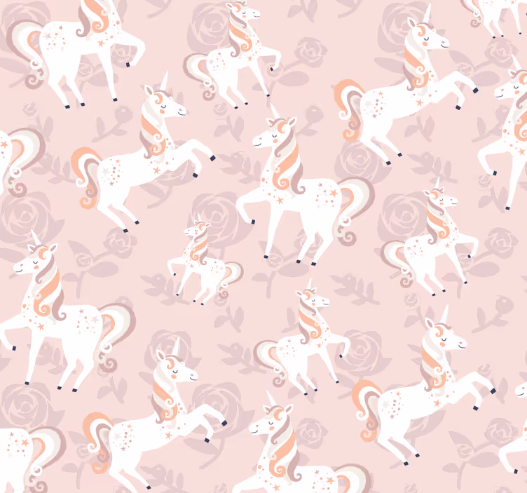 Childrens blind featuring a tall pink unicorn with flowers - TenStickers