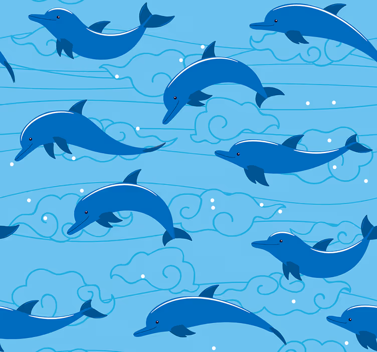 Childrens blind sky with clouds and dolphins - TenStickers