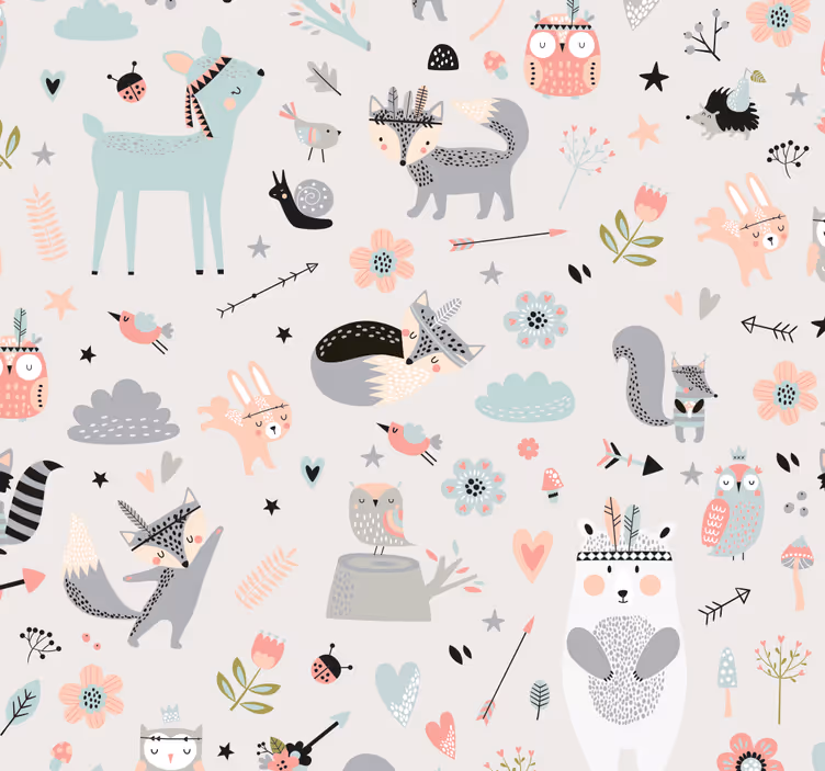 Childrens blind in nordic style pink forest - TenStickers