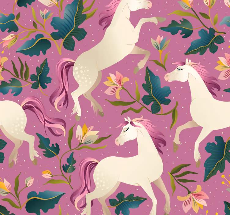 Childrens blind with pink floral horse design - TenStickers