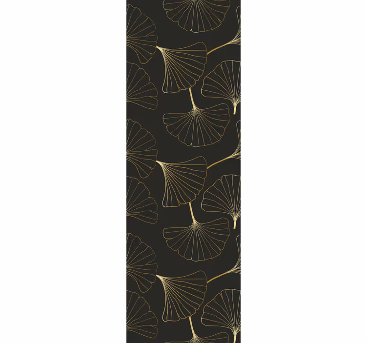 Office blind in ginkgo leaves charcoal gold - TenStickers
