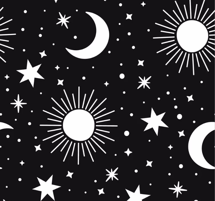 Teenage roller blind with white stars and moons - TenStickers