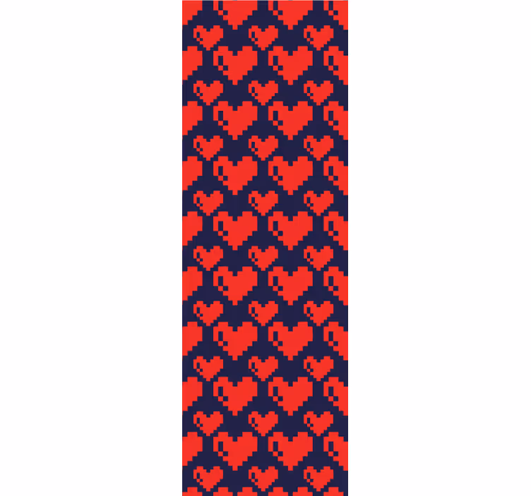 Teenage roller blind geometric red hearts on blue - TenStickers