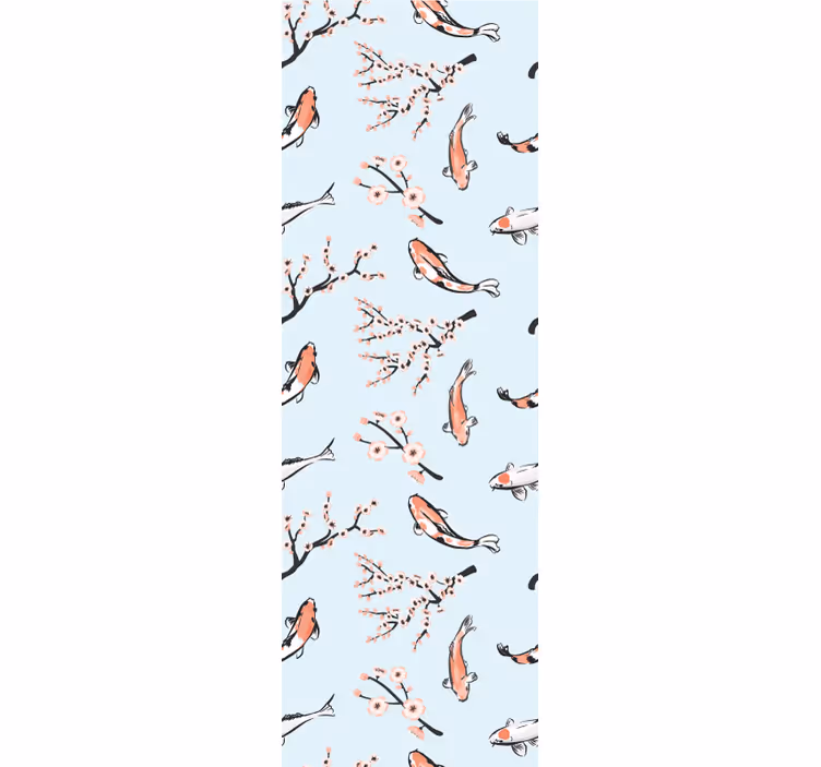 Modern blind with koi fish and cherry branches - TenStickers
