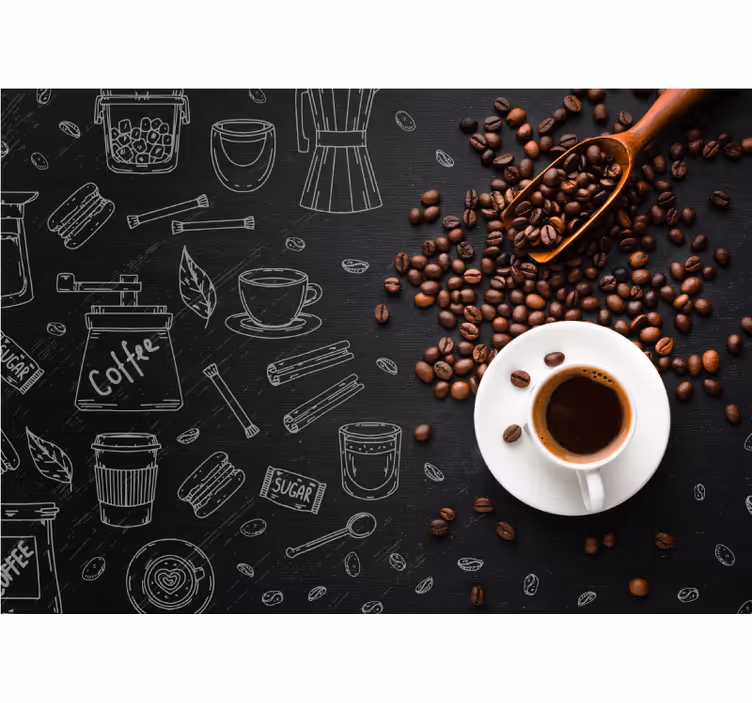 Kitchen blind coffee beans and doodles - TenStickers