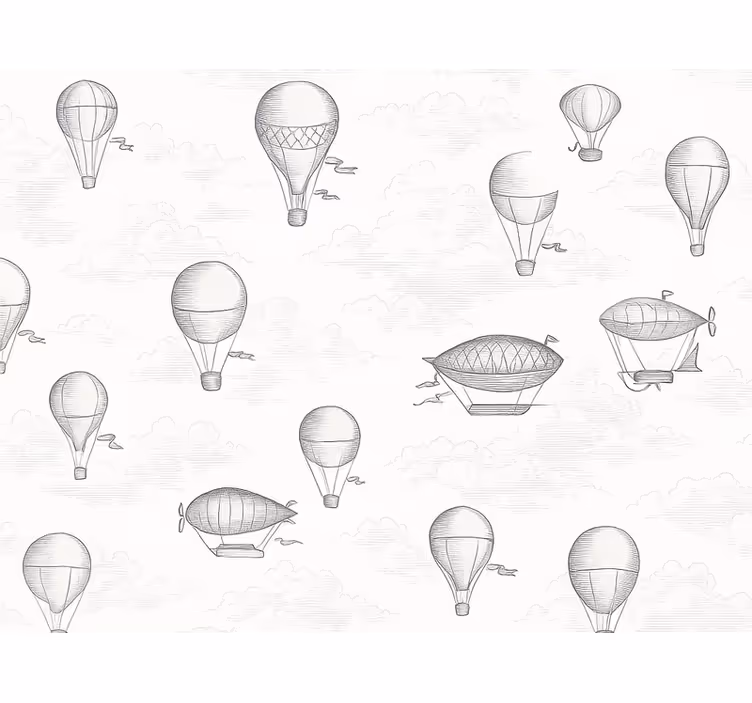 Grey blind with vintage skies and airships design - TenStickers