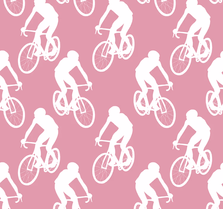 Pink blind with white cyclists pattern - TenStickers
