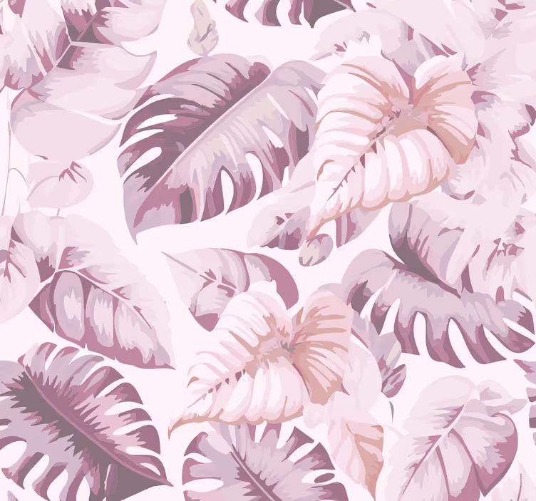 Pink blind with large tropical leaves - TenStickers