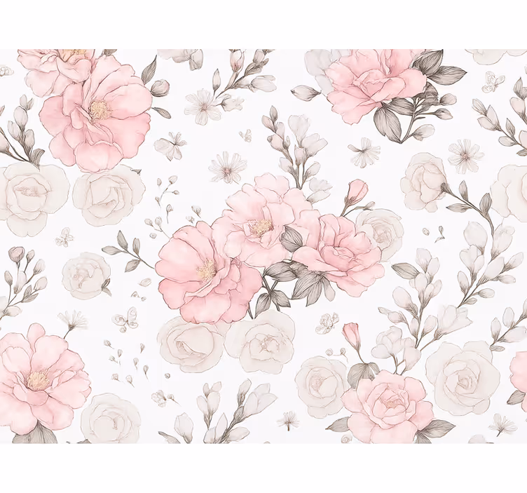 Pink blind with grey floral design - TenStickers