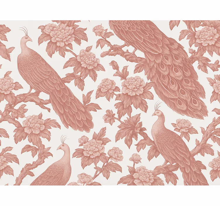 Pink blind textile with pink peacocks pattern - TenStickers