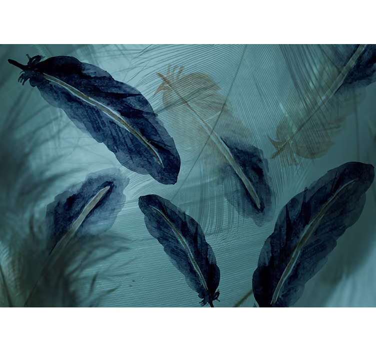 Kitchen blind watercolor feather line design - TenStickers