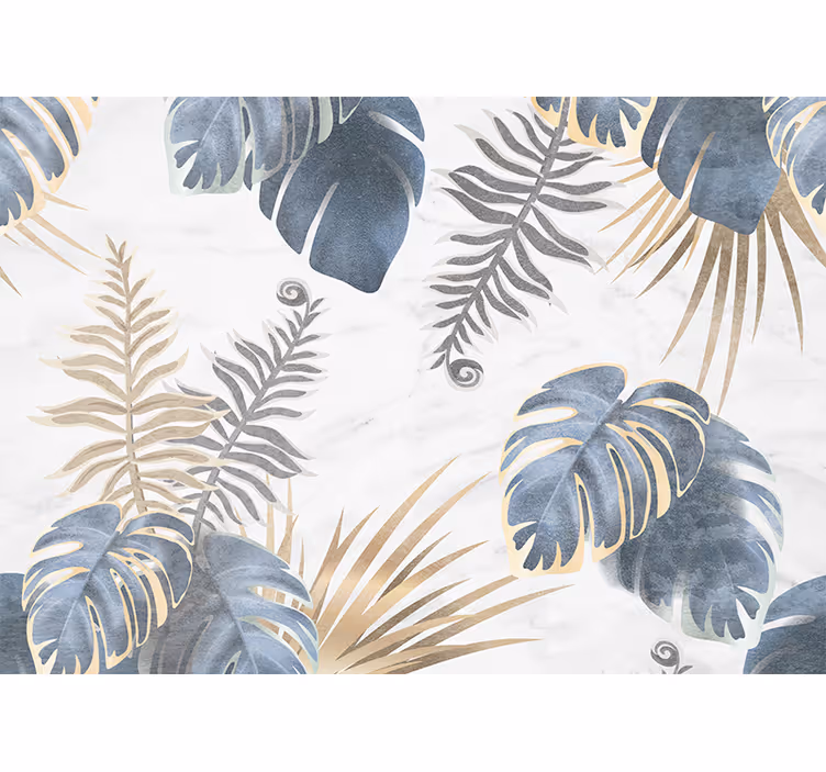 Blue tropical plants on white kitchen blind - TenStickers