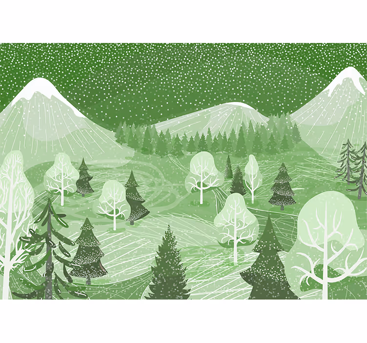 Kitchen blind in green vintage forest design - TenStickers