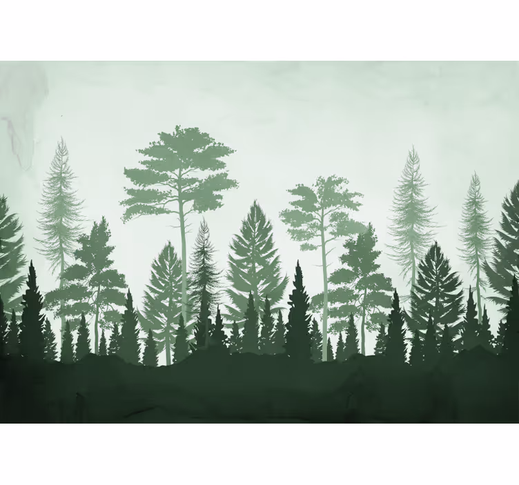 Kitchen blind with green scandinavian trees design - TenStickers
