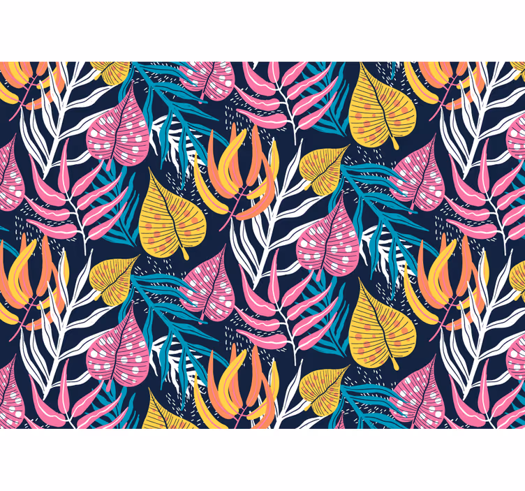 Kitchen blind with multicolor leaves on blue background - TenStickers