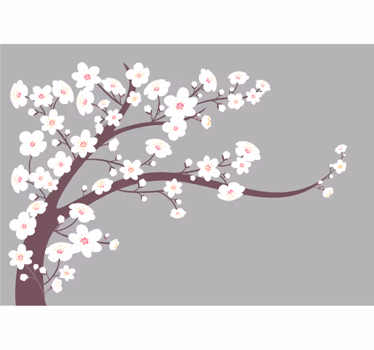 Kitchen blind with white flowers on gray background - TenStickers