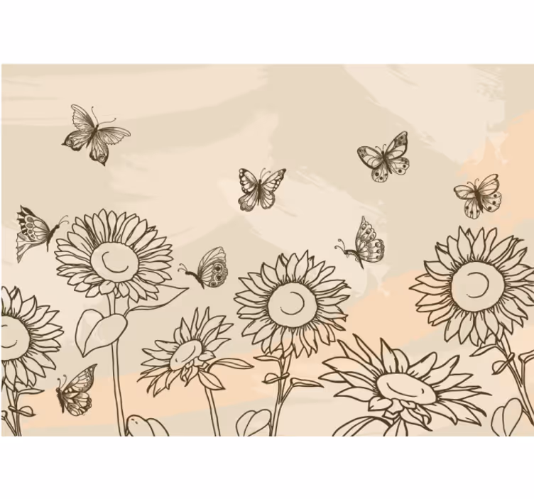 Sunflowers and butterflies beige kitchen blind - TenStickers