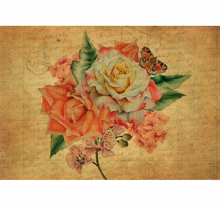 Kitchen blind with rose, butterfly, and writings - TenStickers