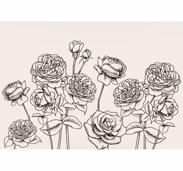 Kitchen blind with black and white rose design - TenStickers