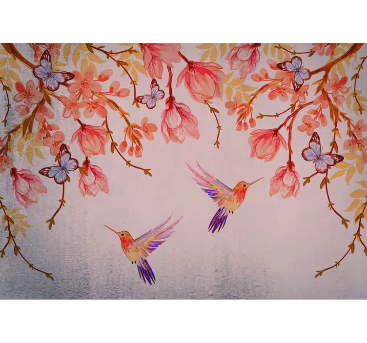 Kitchen blind with magnolia and birds design - TenStickers