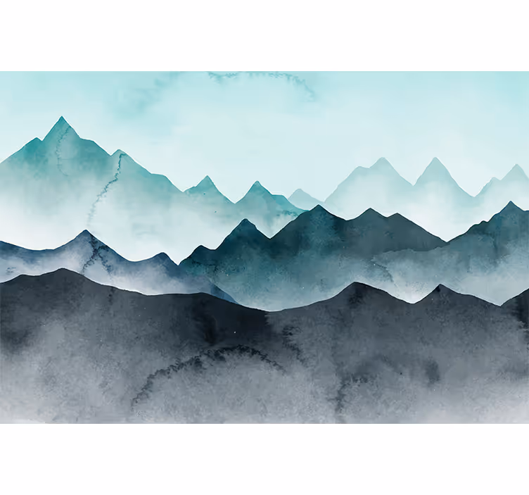 Kitchen blind painted blue mountains - TenStickers