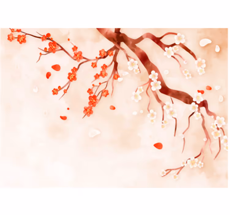 Kitchen blind with chinese tree wall design - TenStickers