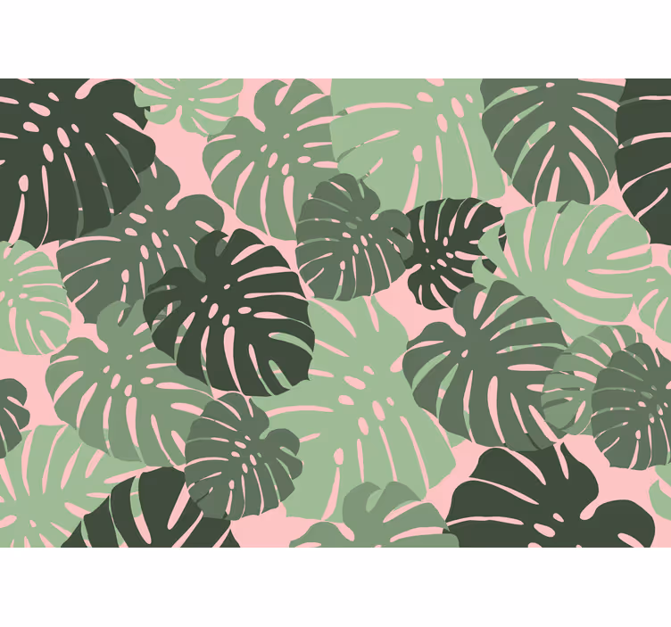 Kitchen blind with pink monstera leaves design - TenStickers