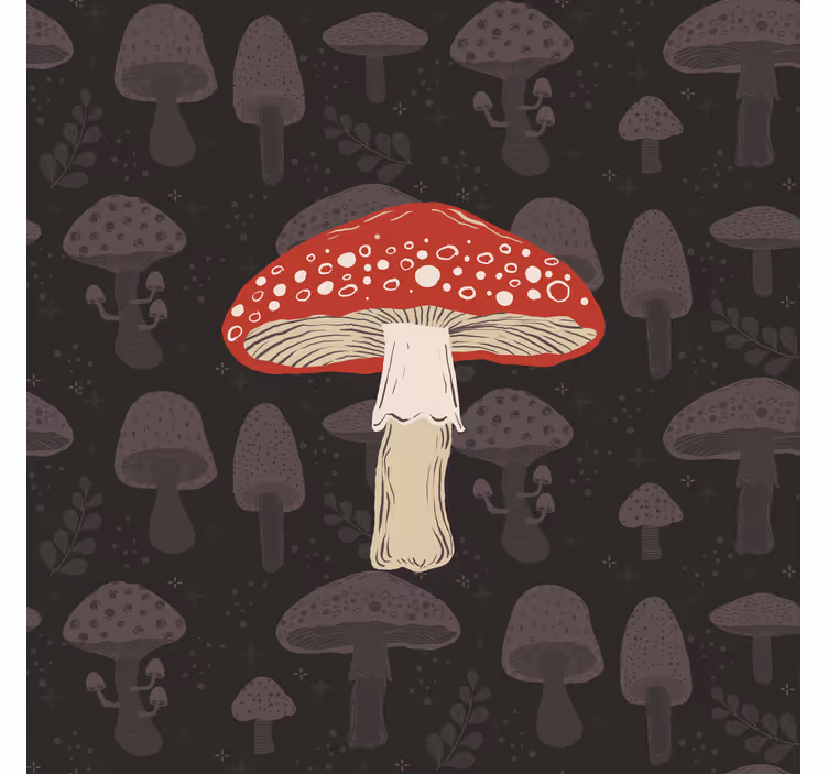 Kitchen blind with hand-drawn original mushroom design - TenStickers