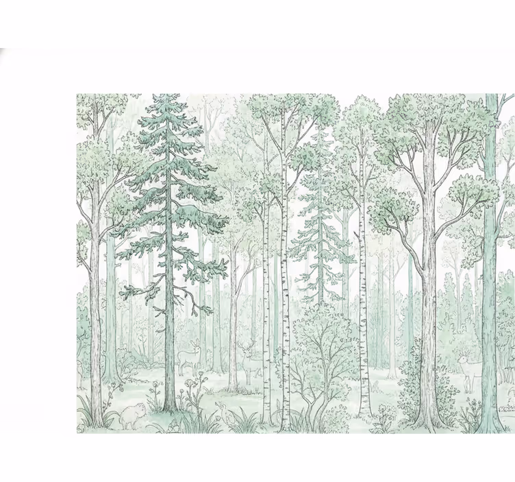White blind mint woodland design - TenStickers