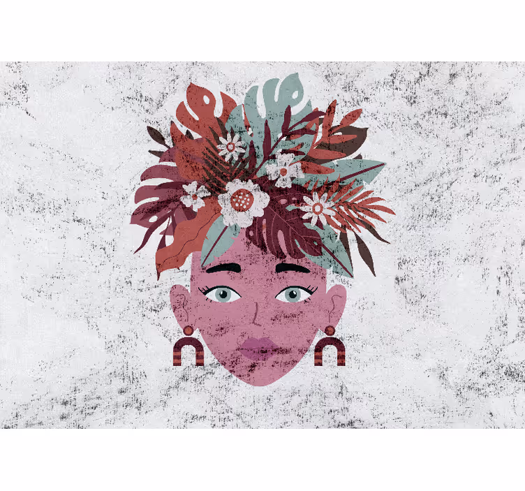 White blind with modern woman and flowers design - TenStickers