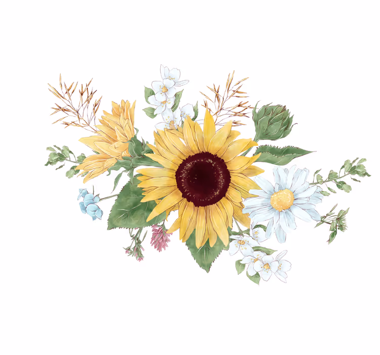 White blind sunflowers and daisy flowers - TenStickers