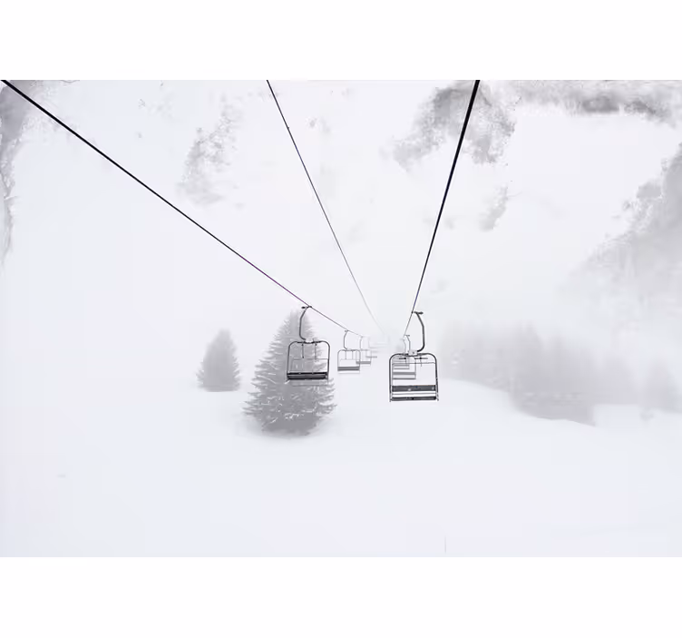 White blind photography of cable car in snow - TenStickers