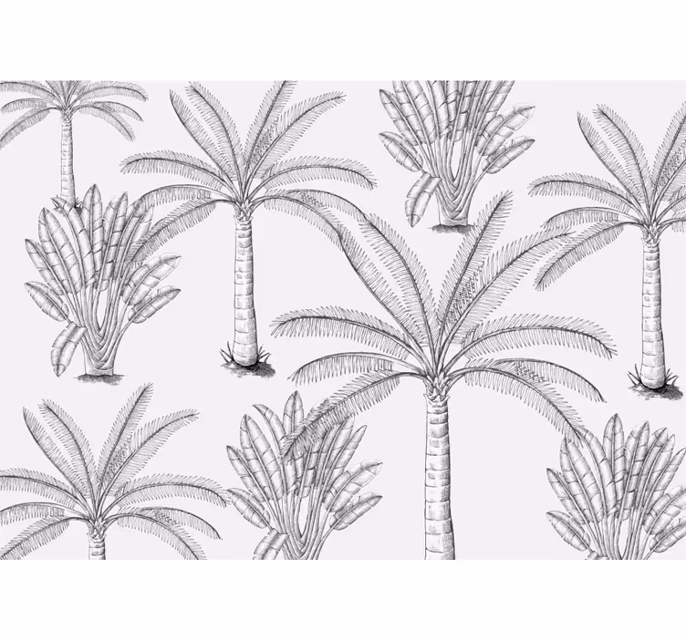 White blind with black and white palm trees design - TenStickers