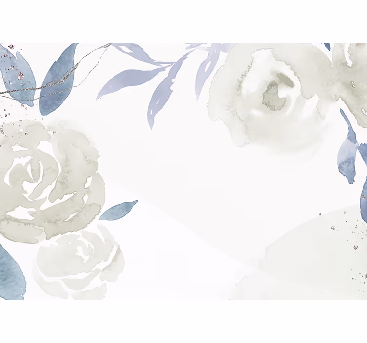 White blind with floral decor artistic illustration - TenStickers