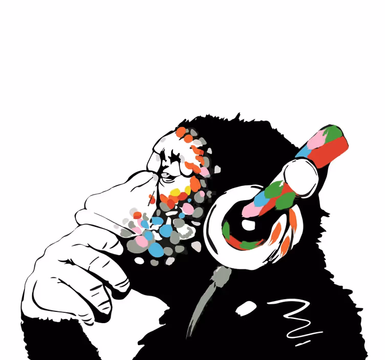 Living room blind with mono banksy music design - TenStickers
