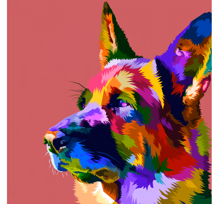 Living room blind rainbow german shepherd design - TenStickers