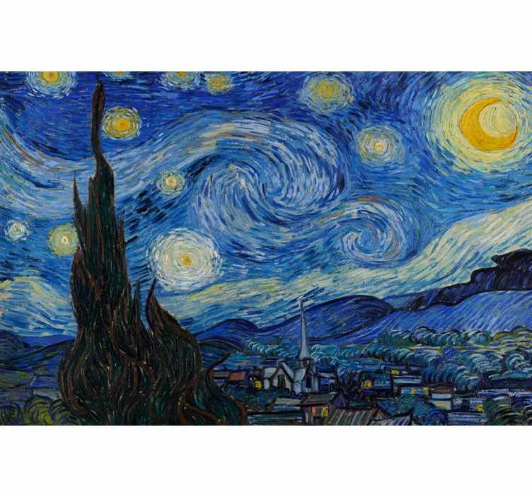 Living room blind inspired by van gogh's starry night - TenStickers