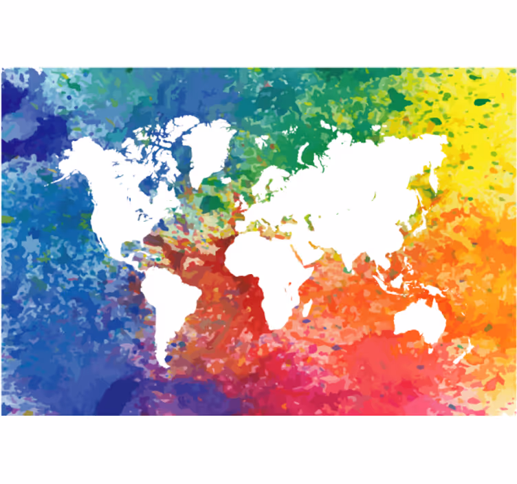 Living room blind artistic colorful silhouette world map - TenStickers