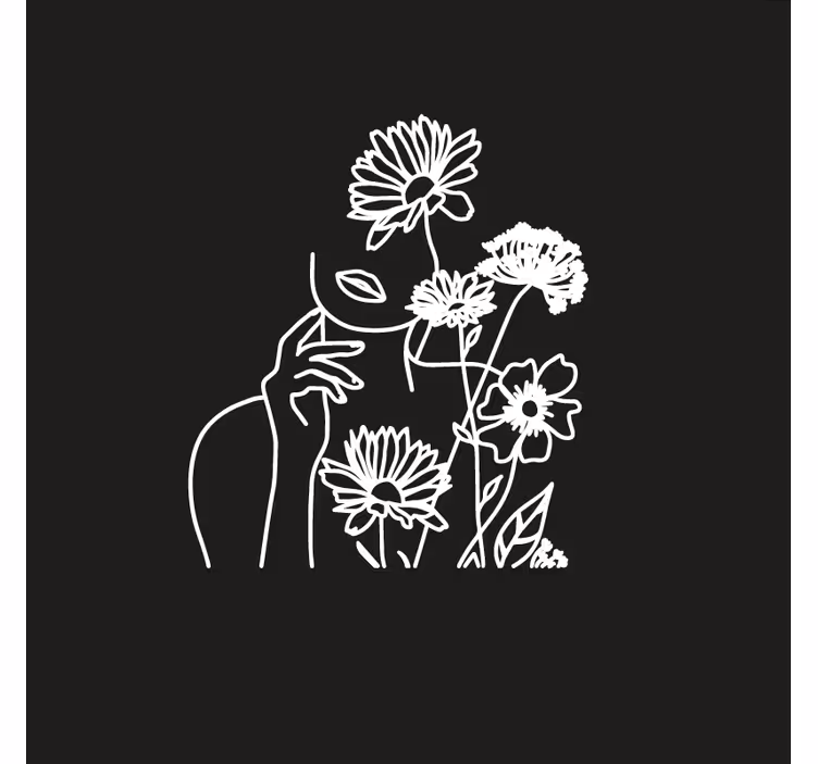 Living room blind with woman and sunflowers design - TenStickers