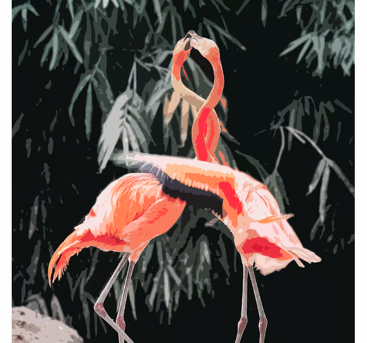 Living room blind with a lovely flamingo design - TenStickers