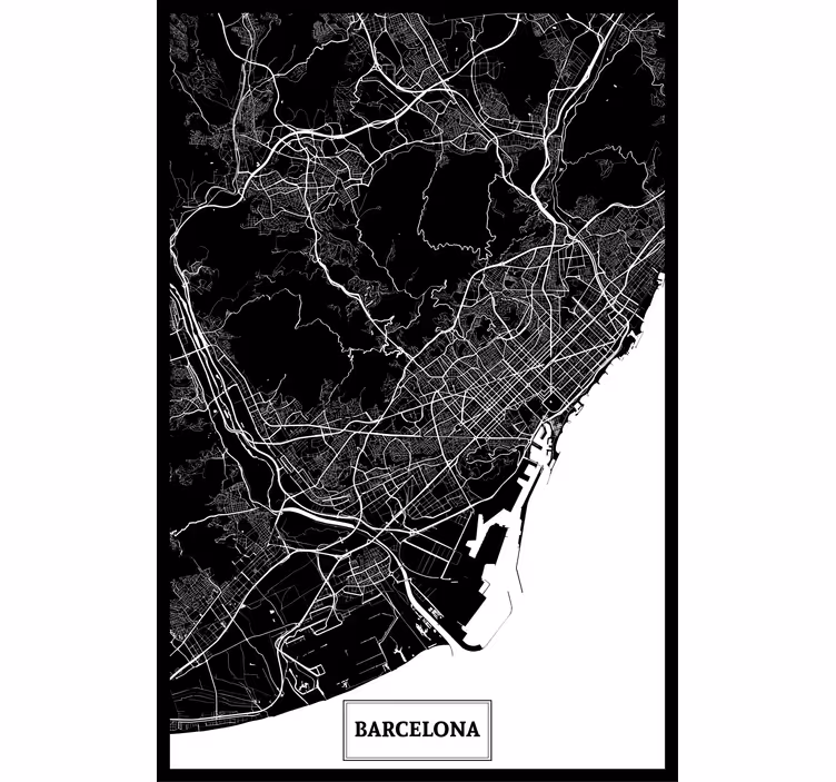 Living room blind barcelona topographic map - TenStickers