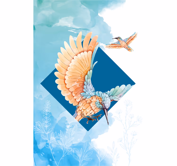 Living room blind kingfisher birds design - TenStickers